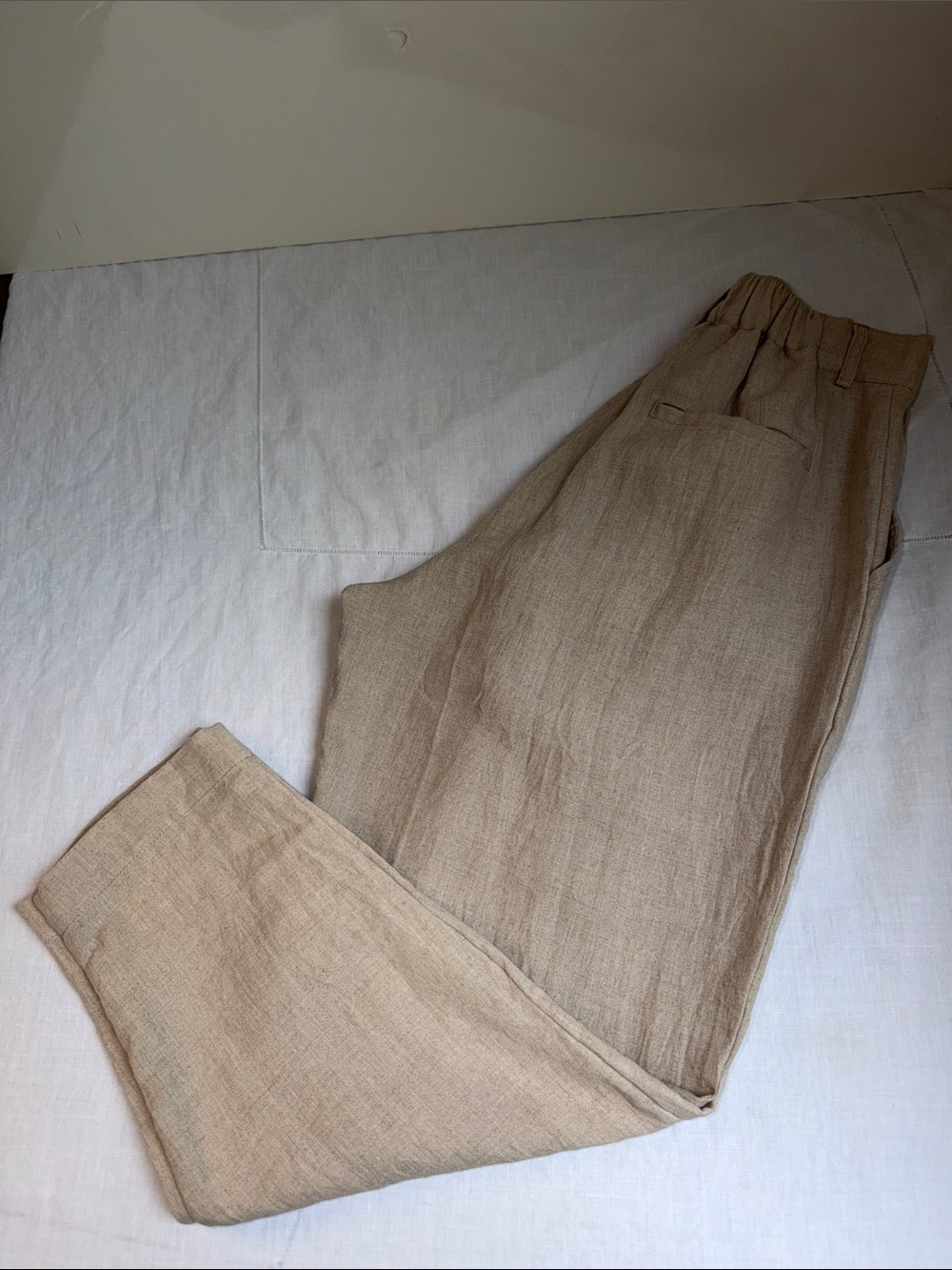 NWT Luciee Tapered Suiting Linen Trouser XS Natural Brown - Picture 4 of 12